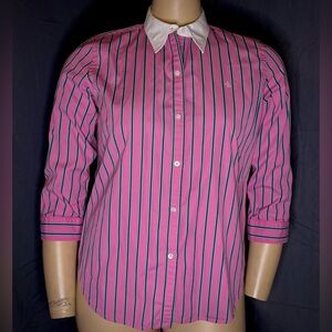 Ralph Lauren Pink and Blue Striped Button Down Shirt